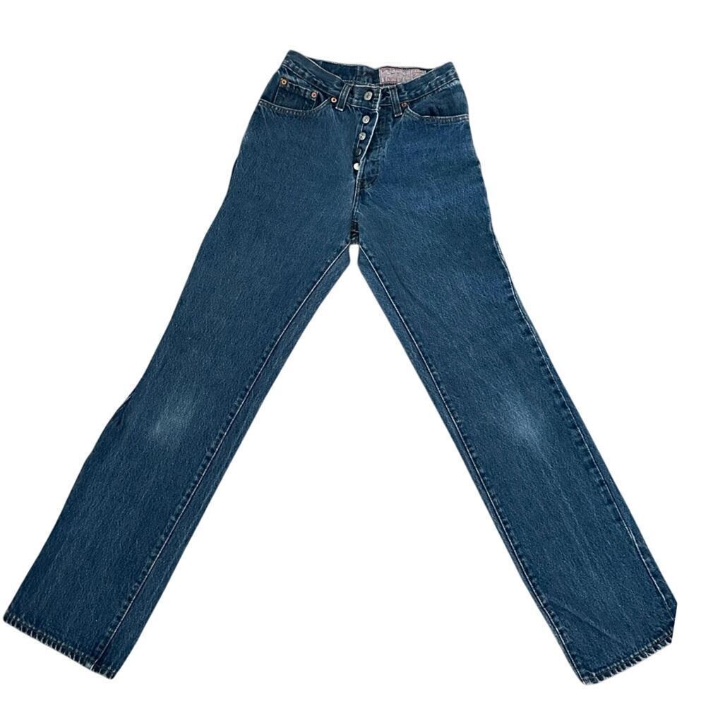 Vintage Levi's 501 Women's Blue High Rise Straight Leg Denim Jeans Size 29X36
